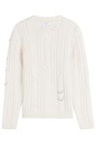 Mugler Mugler Wool-cashmere Cable Knit Pullover With Piercing - White