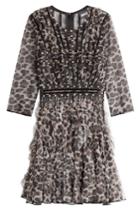 Just Cavalli Just Cavalli Ruffled Animal Print Dress With Stud Trim - White