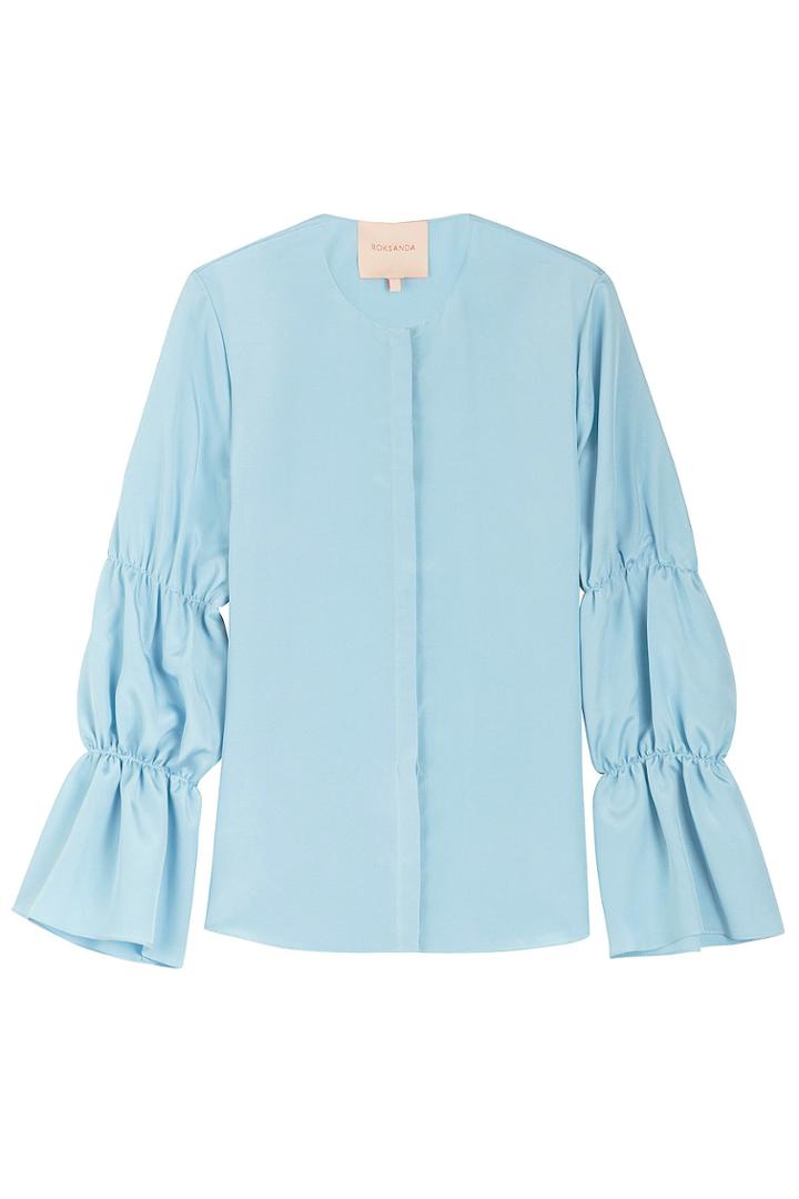 Roksanda Ilincic Roksanda Ilincic Silk Top With Gathered Sleeves - Blue