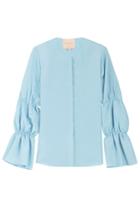Roksanda Ilincic Roksanda Ilincic Silk Top With Gathered Sleeves - Blue