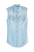 Balmain Balmain Chambray Top With Embossed Buttons