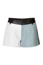 Each Other Each Other Leather Colorblock Shorts In Blue/white/navy - Multicolored