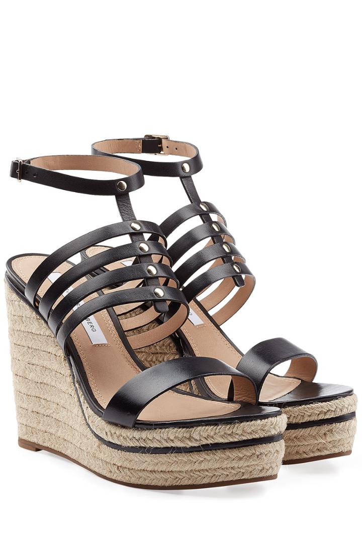 Diane Von Furstenberg Diane Von Furstenberg Espadrille Wedge Sandals - Black