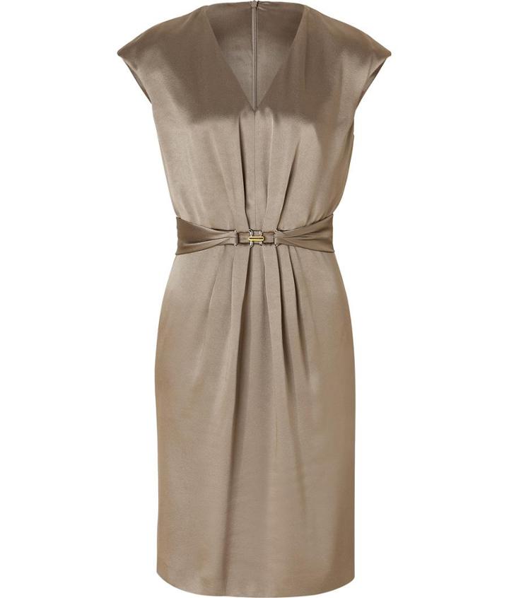 Paule Ka Gathered Waist Dress In Taupe