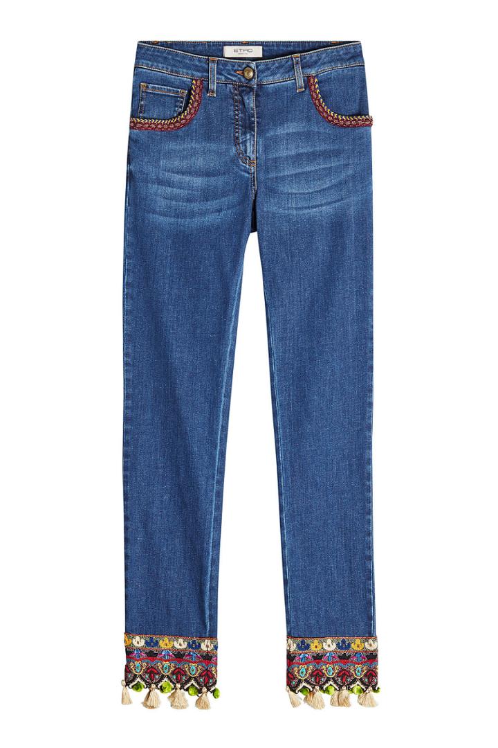 Etro Etro Slim Jeans With Embroidery And Tassels
