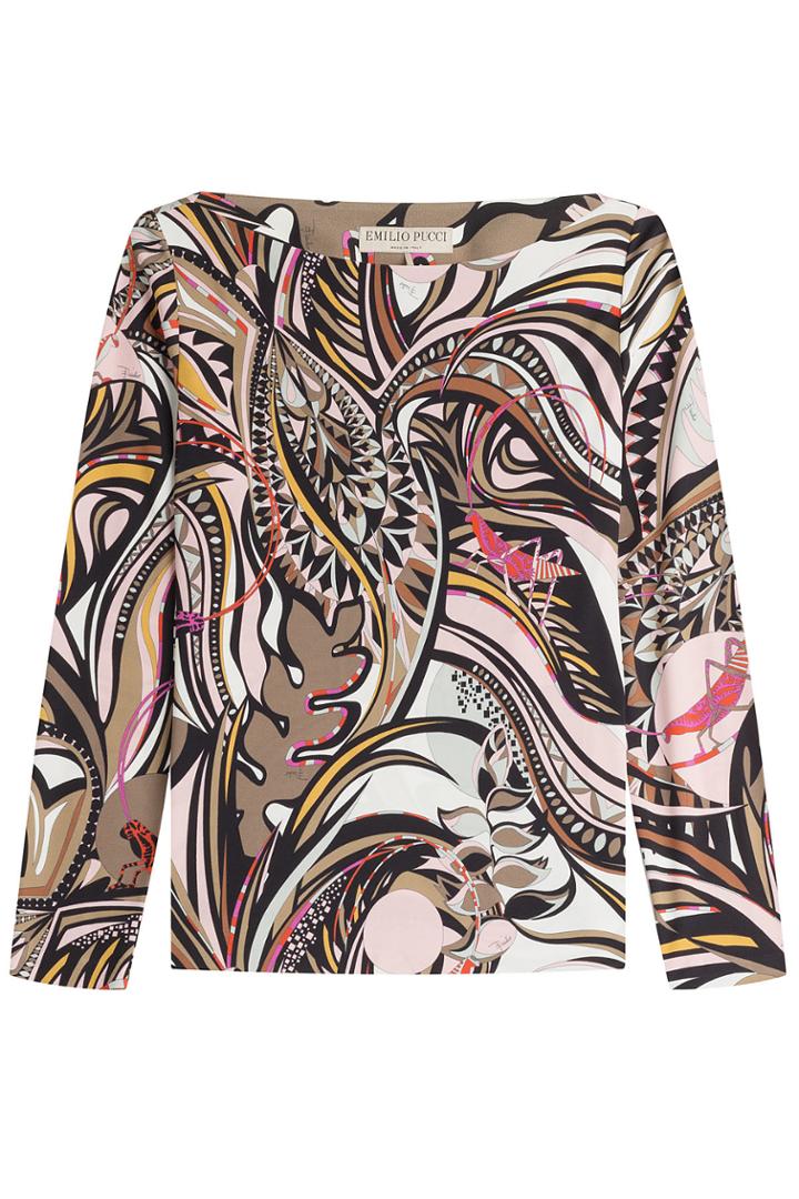 Emilio Pucci Emilio Pucci Printed Jersey Top With Silk - Beige
