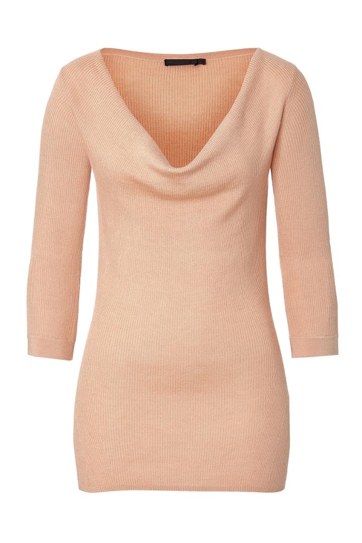 Donna Karan New York Donna Karan New York 3/4 Sleeve Draped Neck Top - Rose