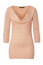 Donna Karan New York Donna Karan New York 3/4 Sleeve Draped Neck Top - Rose