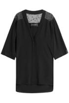 By Malene Birger By Malene Birger Silk Blouse With Sheer Shoulder Panels - Black