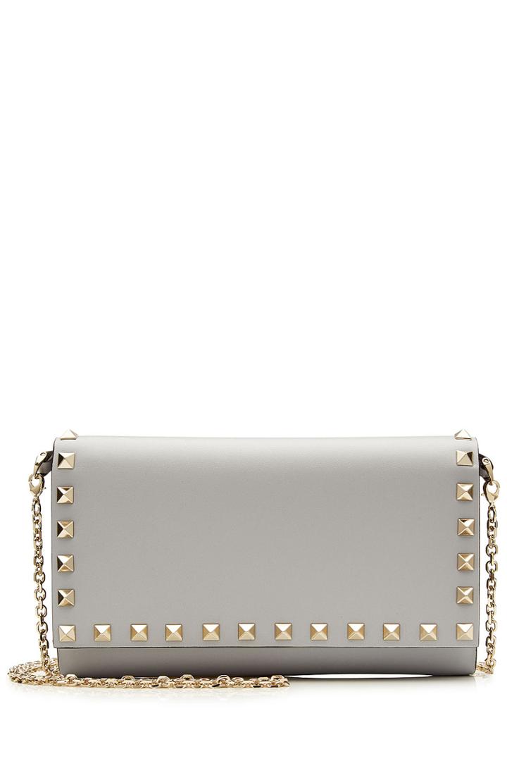 Valentino Valentino Rockstud Leather Wallet On Chain