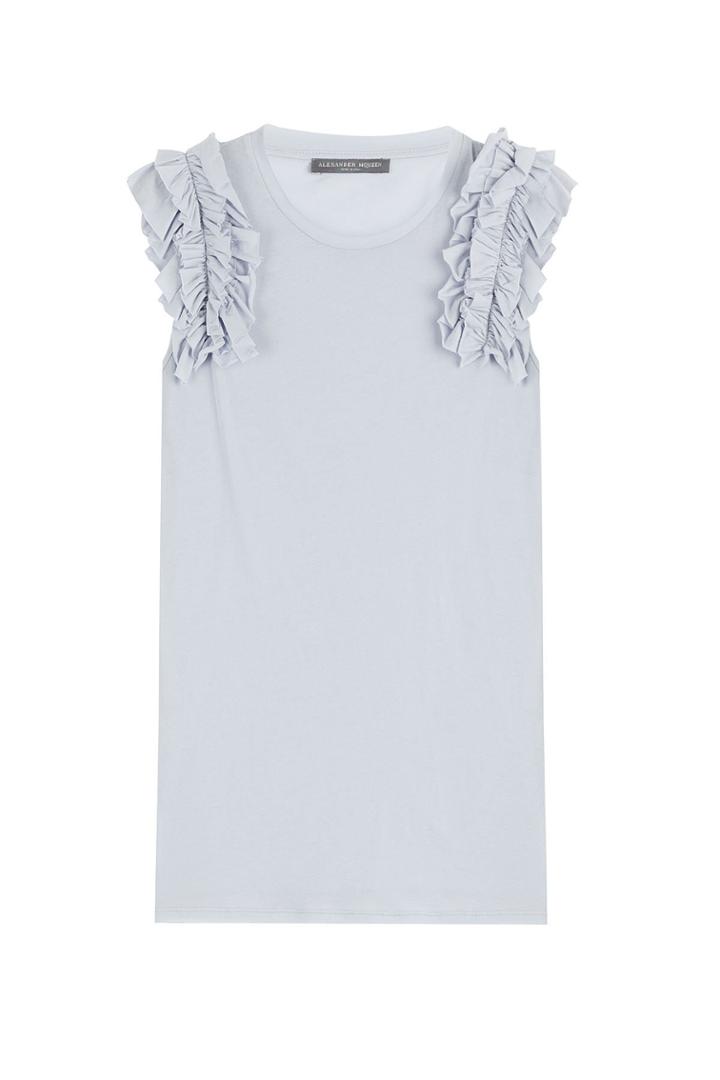 Alexander Mcqueen Alexander Mcqueen Ruffled Cotton Tank - Blue