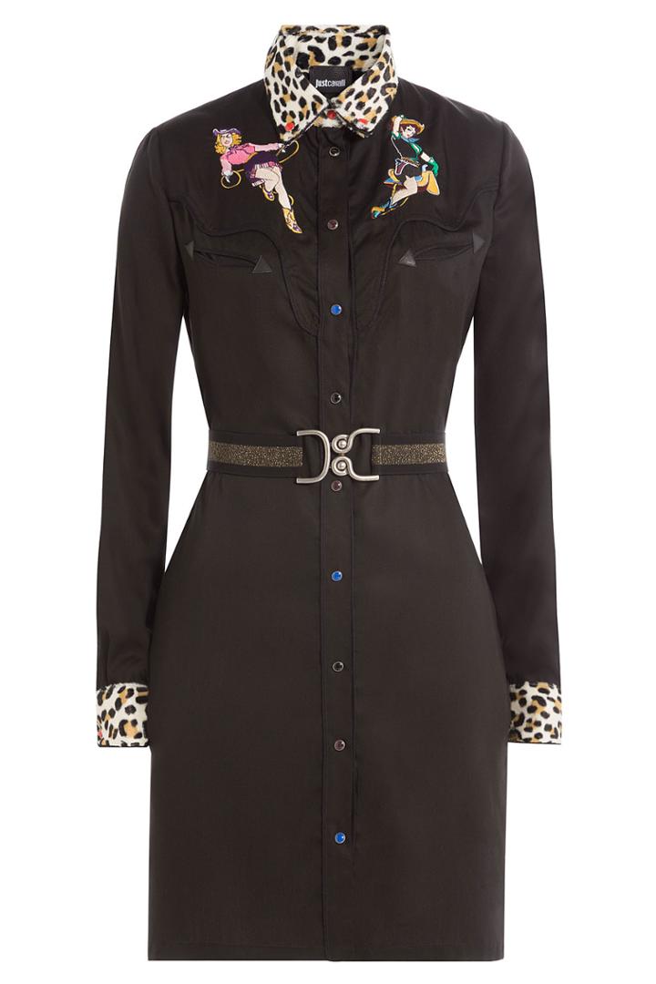 Just Cavalli Just Cavalli Embroidered Shirtdress - Black