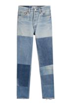 Re/done Re/done Skinny Jeans In Patchwork Finish - Blue
