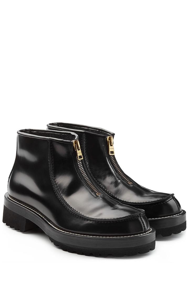 Marni Marni Glossy Leather Zip Front Boots