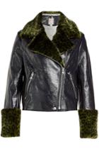 Shrimps Shrimps Faux Leather Biker With Printed Faux Fur