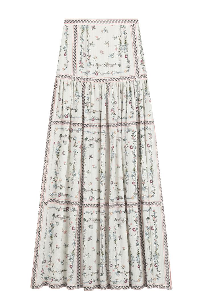 Vilshenko Vilshenko Embroidered Silk Skirt - Florals
