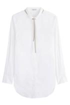 Brunello Cucinelli Brunello Cucinelli Cotton Shirt With Embellished Tie - White