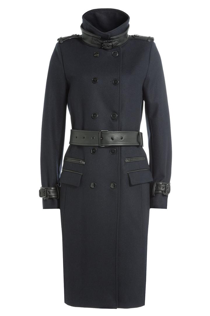 The Kooples The Kooples Wool Coat With Leather - Blue