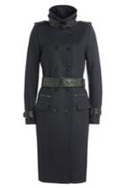 The Kooples The Kooples Wool Coat With Leather - Blue