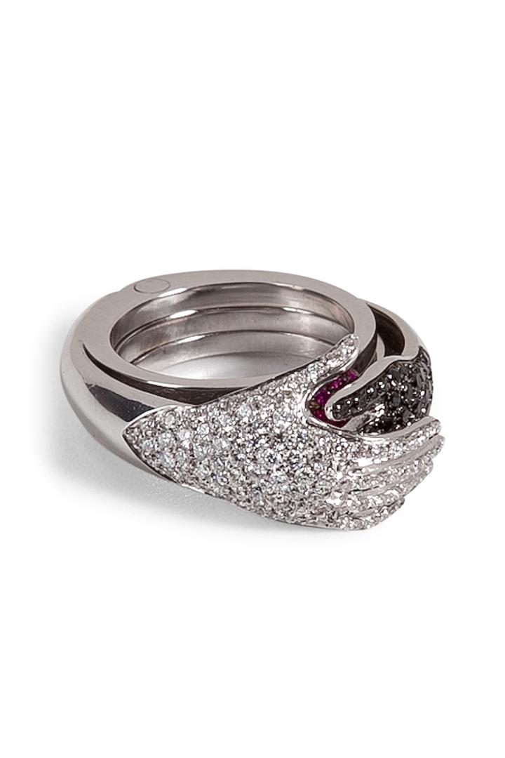 Delfina Delettrez Delfina Delettrez Diamond/ruby Secret Hands Ring - Silver