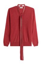 Brunello Cucinelli Brunello Cucinelli Cashmere Pullover With Embellished Tie Neckline - Red