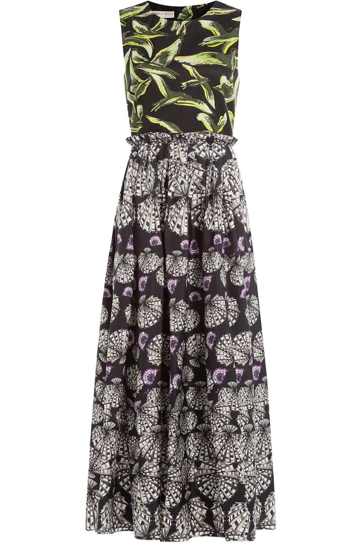 Emilio Pucci Emilio Pucci Printed Silk Midi Dress - Black