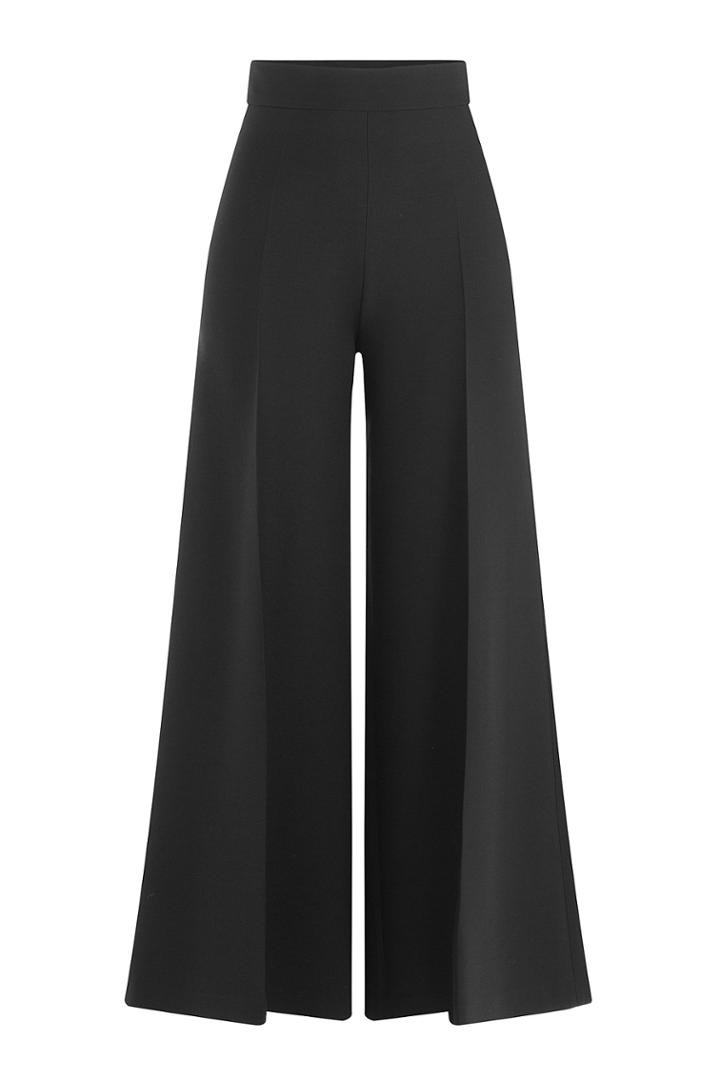 Valentino Valentino Wool-silk Wide Leg Pants - Black