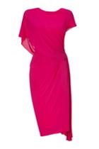 Donna Karan Donna Karan Shocking Pink Ridge Pleated Low Back Dress