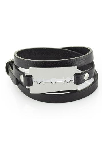 Mcq Alexander Mcqueen Mcq Alexander Mcqueen Leather Bracelet With Razor Blade Motif