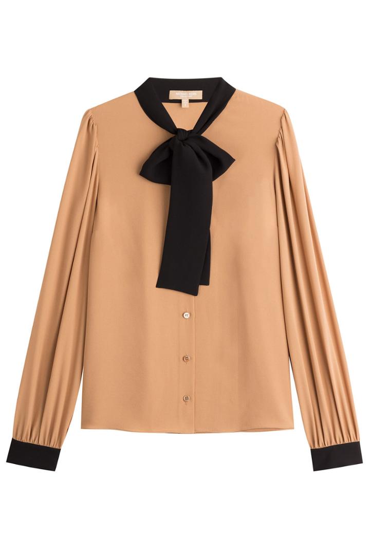 Michael Kors Michael Kors Bow Front Silk Blouse