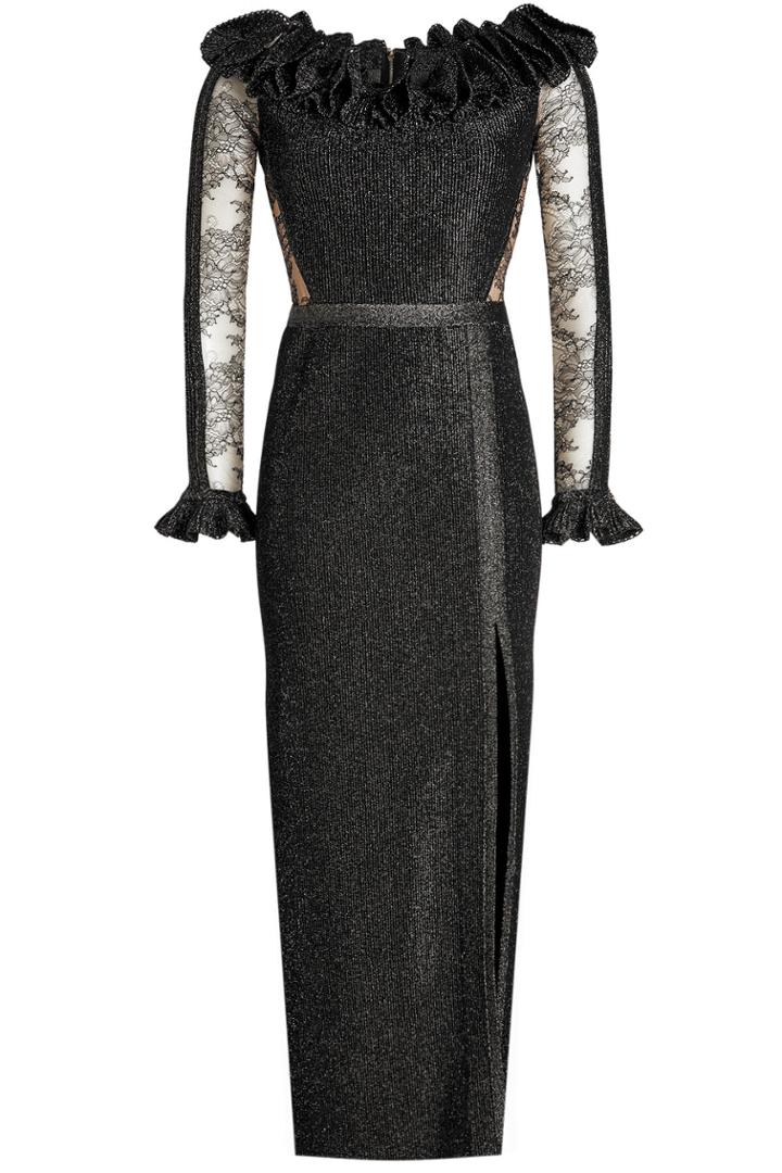 Elie Saab Elie Saab Floor Length Gown With Metallic Thread And Lace