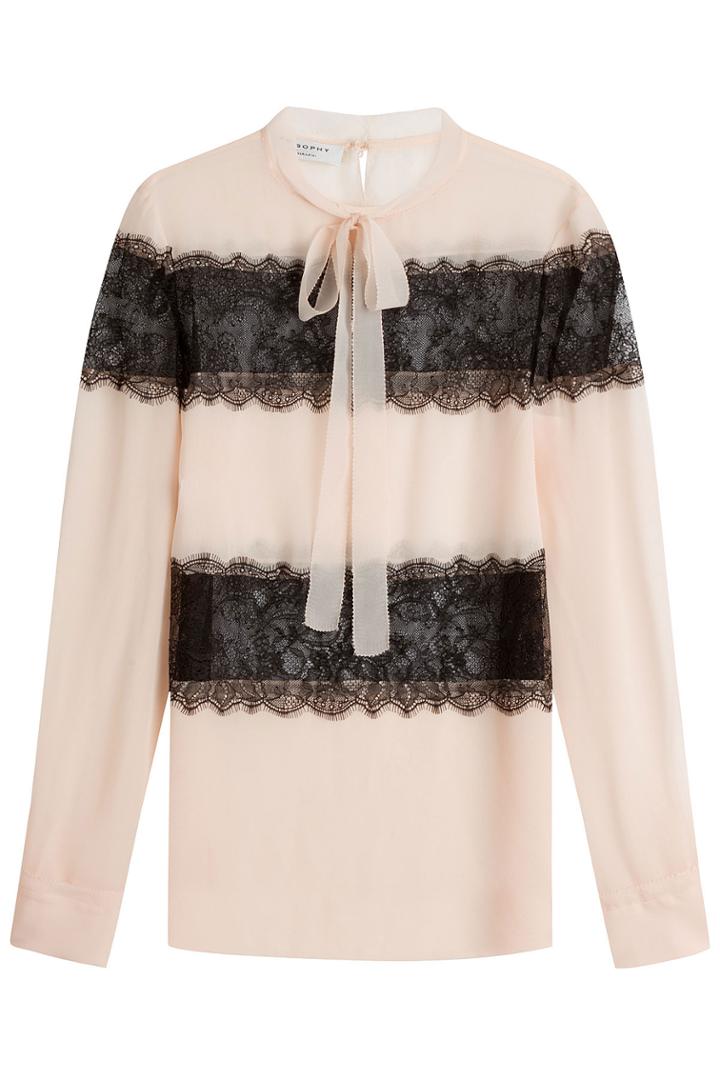 Philosophy Di Lorenzo Serafini Philosophy Di Lorenzo Serafini Silk Blouse With Lace - Beige