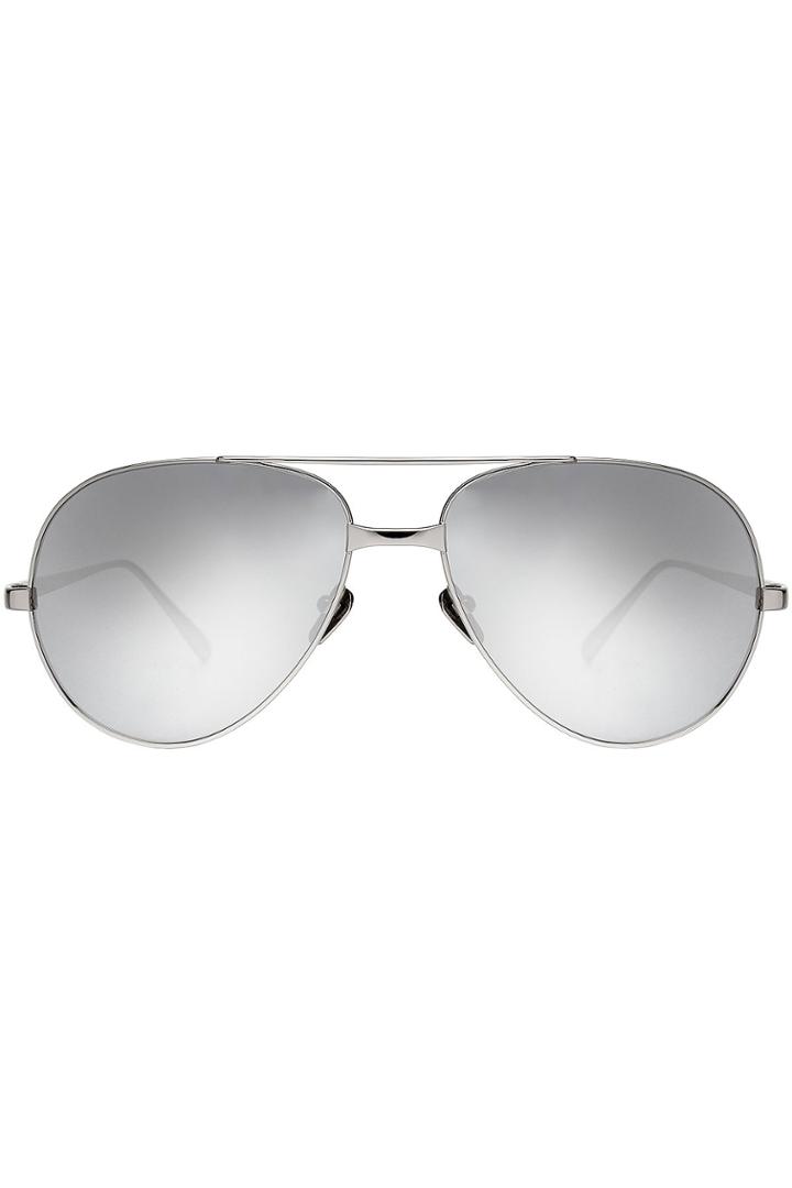 Linda Farrow Linda Farrow White Gold Aviator Sunglasses - Silver