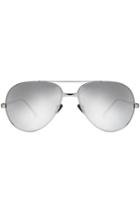 Linda Farrow Linda Farrow White Gold Aviator Sunglasses - Silver