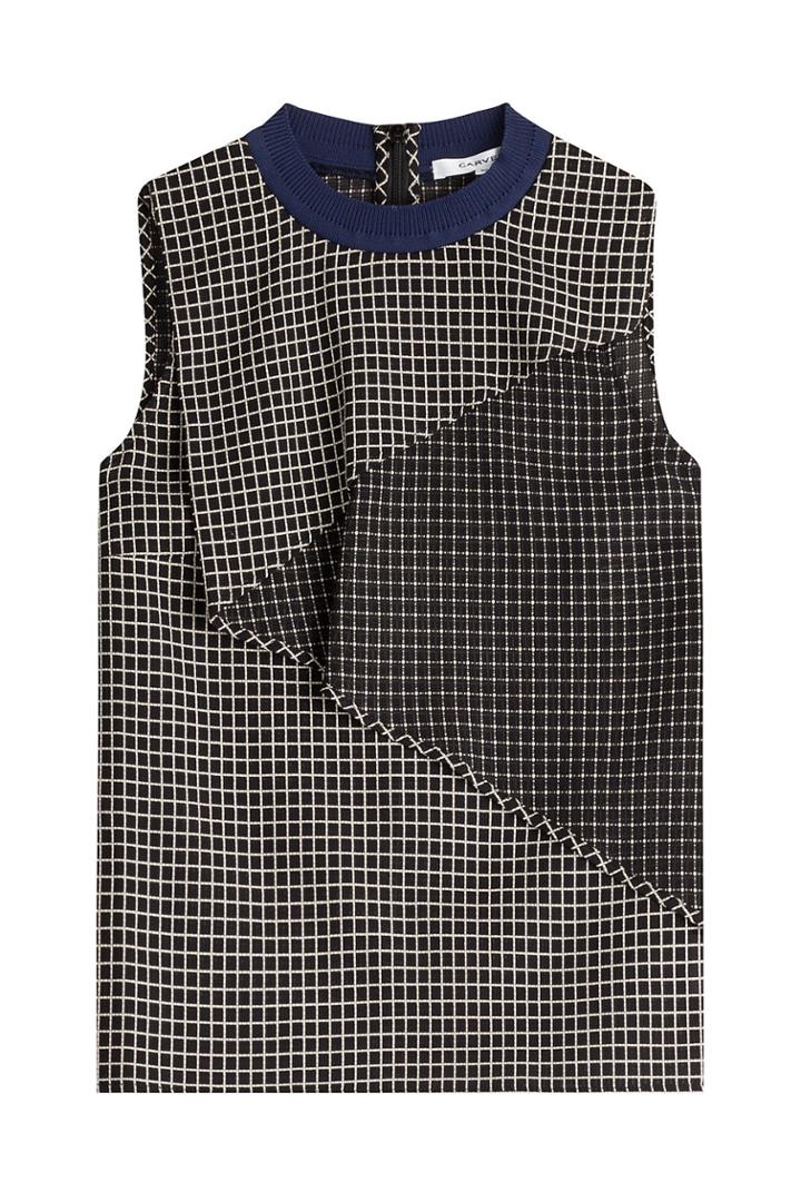 Carven Carven Woven Cotton Shell With Draped Panel