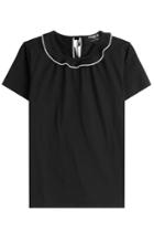 Paule Ka Paule Ka Cotton Jersey Top With Ruffled Collar - Black