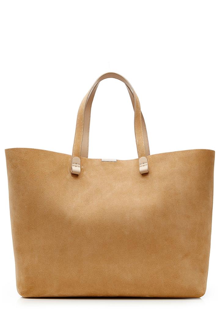 Victoria Beckham Victoria Beckham Simple Shopper Suede Tote - Beige