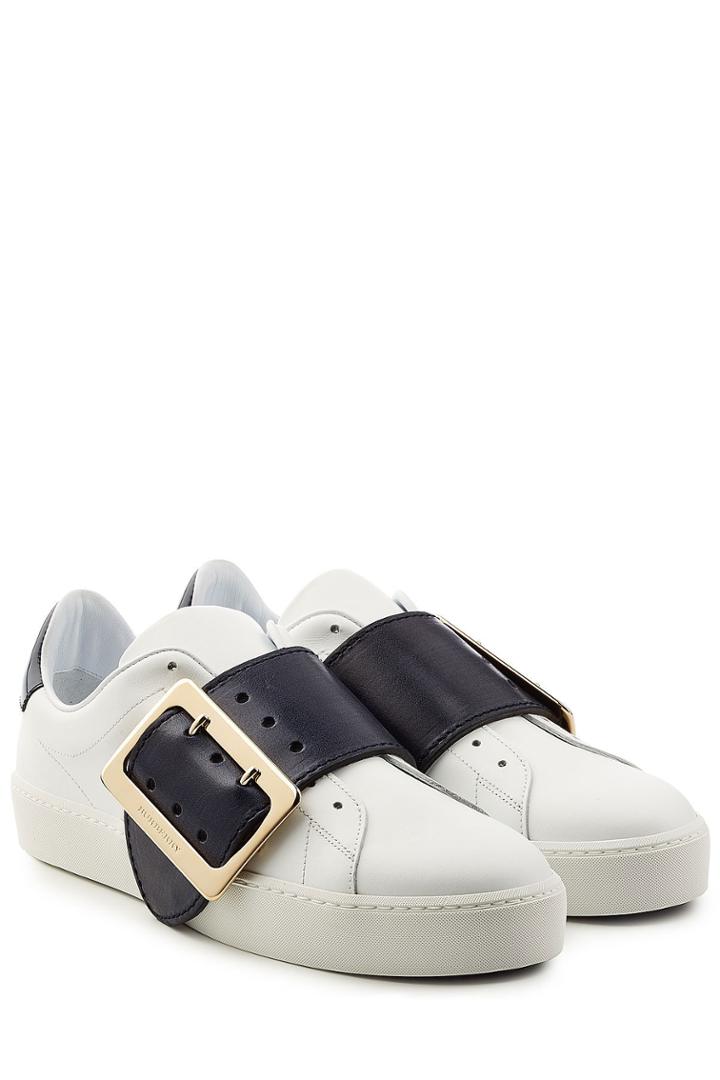 Burberry Burberry Leather Sneakers With Buckle Detail