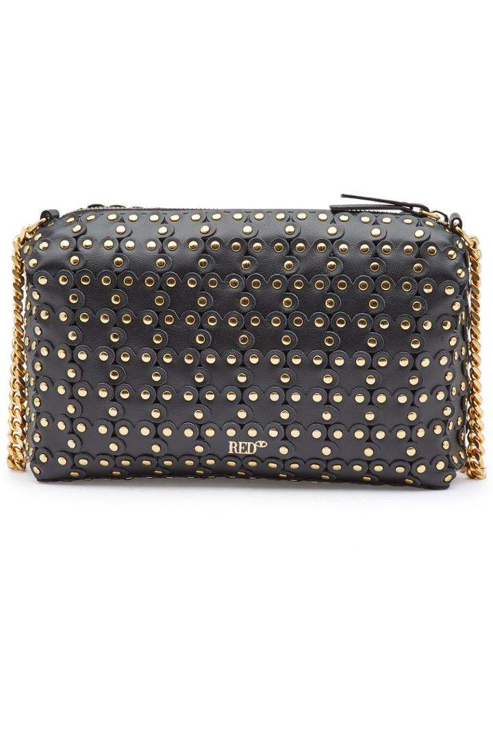 Red V Red (v) Leather Crossbody Bag With Studs