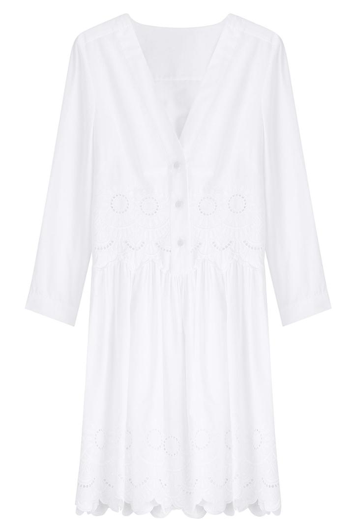 Alberta Ferretti Alberta Ferretti Embroidered Cotton Dress - White