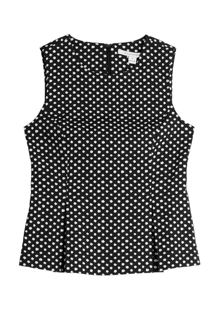 Diane Von Furstenberg Diane Von Furstenberg Polka Dot Shell With Inverted Pleats - Multicolored