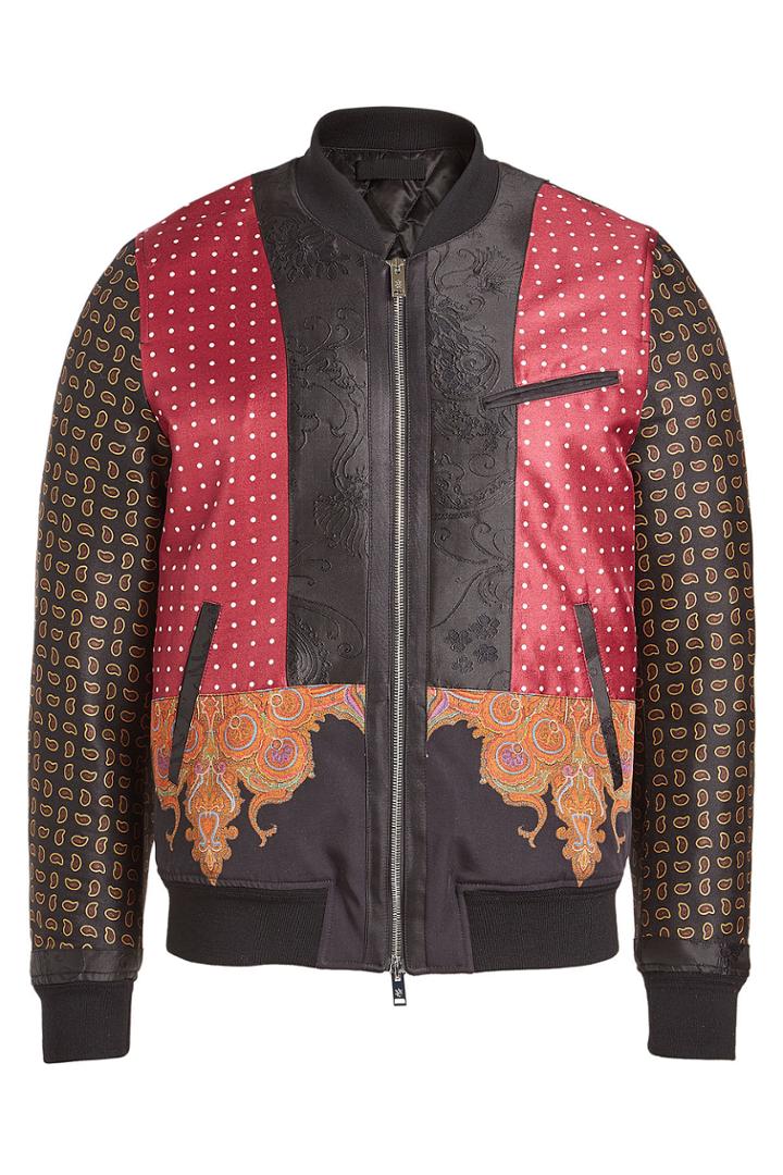 Alexander Mcqueen Alexander Mcqueen Printed Wool Bomber Jacket With Mohair