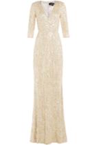 Jenny Packham Jenny Packham Floor Length Sequin Gown - Gold