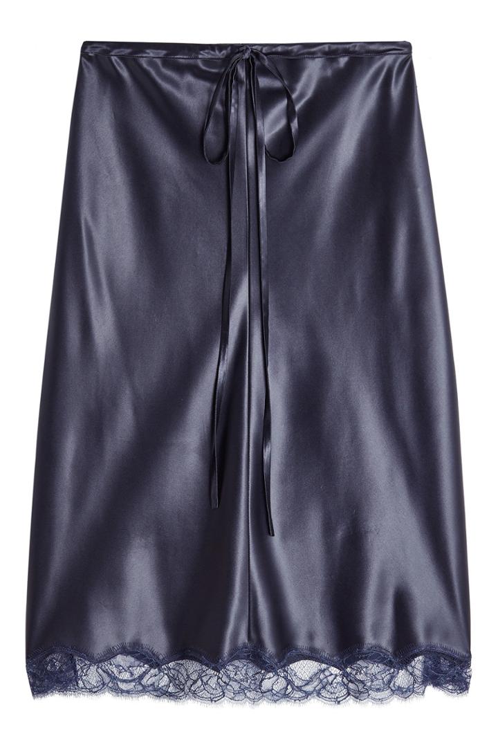 Nina Ricci Nina Ricci Satin Skirt With Lace Hem