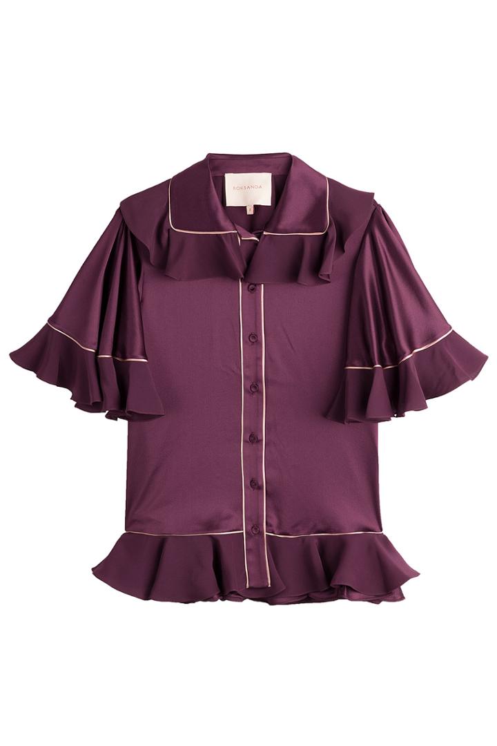 Roksanda Roksanda Silk Blouse With Ruffle Trim - Purple