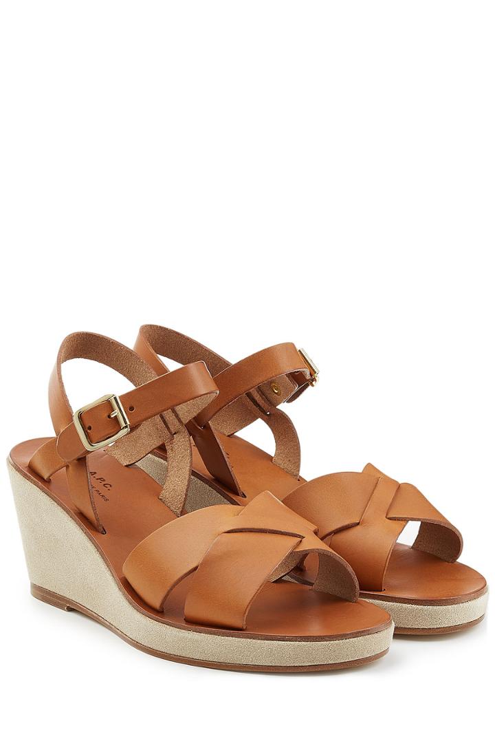 A.p.c. A.p.c. Leather Wedge Sandals - Brown