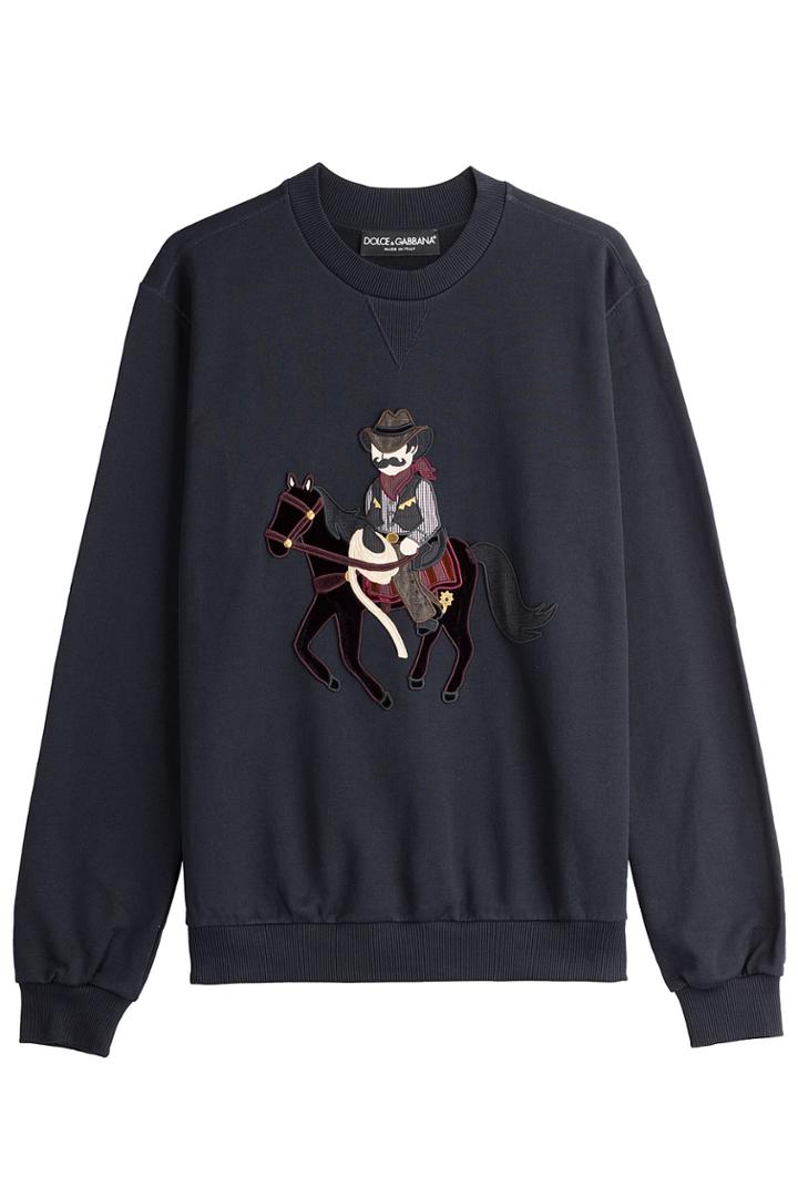 Dolce & Gabbana Dolce & Gabbana Cotton Sweatshirt With Cowboy Motif - Blue