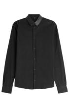 Iro Iro Cotton Shirt With Leather Collar - Black