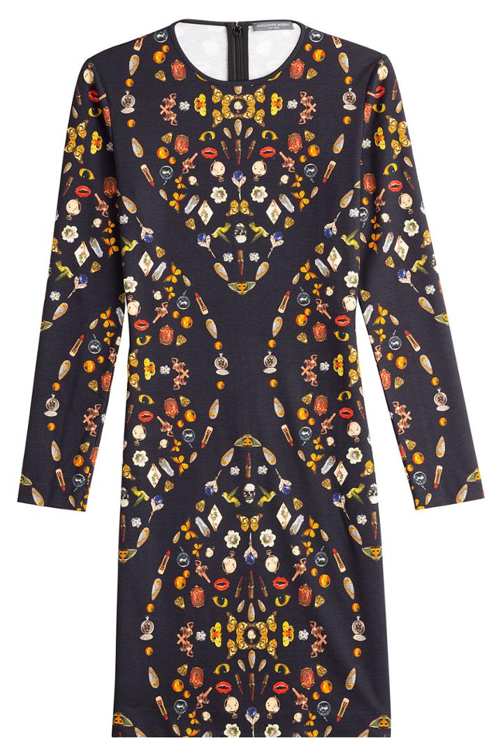 Alexander Mcqueen Alexander Mcqueen Printed Jersey Dress - Black