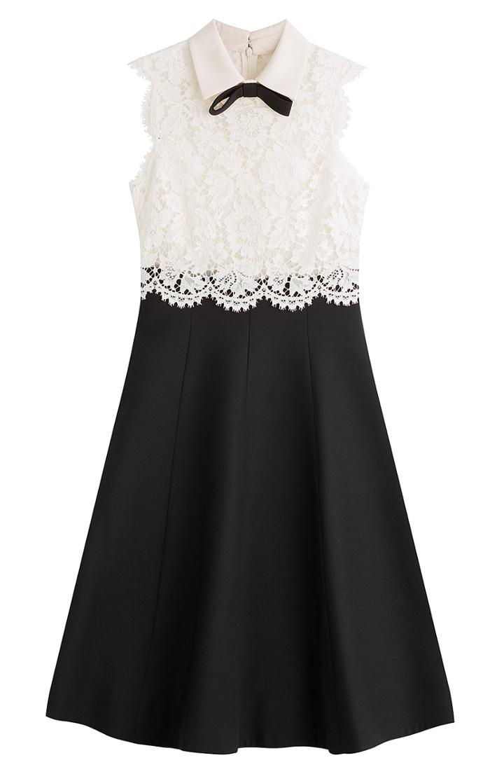 Valentino Wool-silk Dress With Lace